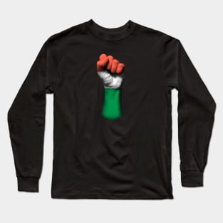 Flag of Hungary on a Raised Clenched Fist Long Sleeve T-Shirt